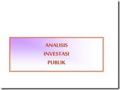 PELATIHAN ANALISIS KELAYAKAN INVESTASI PUBLIK